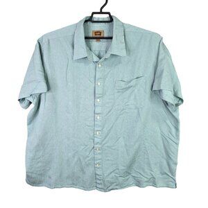 Mens Foundry Supply Co Teal Shirt Button Up Short Sleeve Rayon Blend Size 3XL